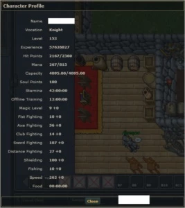 Account Tibia: Char Level 273 Rp Pythera(open-pvp) Voucher