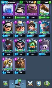 Conta clash royale  arena 10 , com 11 cartas lendárias