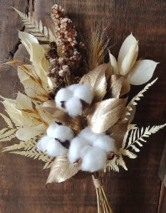 Ramo com flores desidratadas e algodão - Artesanato e Personalizados