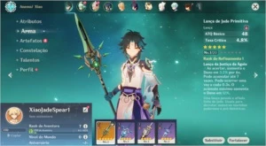Conta Genshin Impact AR 7 com Xiao e Lança de Jade