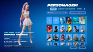 Conta Fortnite com 37 skins incluindo Ariana Grande
