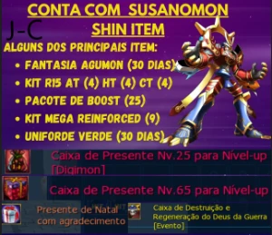 Conta LA-DMO-Omega Susano Shin + itens bônus evento - Digimon Masters Online