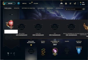 Conta Unranked com 116 Champs e 77 Skins + 6 Vitoriosas - League of Legends LOL