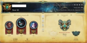 CONTA MESTRE, 76 CAMPEÕES, 26 SKIN, BORDA MESTRE - League of Legends LOL