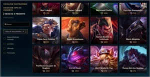 vendo skins de league of legends com o valor de 975 RP LOL