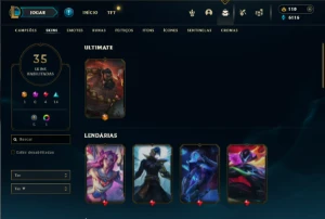 Bronze 4 com 75 Champs e 35 Skins + 2 Fragmentos - League of Legends LOL