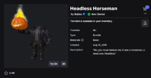 Conta com Headless Horseman /OG Deletado/ Full acesso