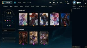 CONTA LEAGUE OF LEGENDS OURO 1, 168 SKINS 5 ULTIMATE. LOL