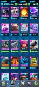 Conta Clash Royale lvl 27 com 2 milhão de ouro