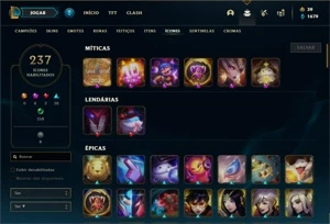 Conta bronze 1 com TODOS os champs e 250 Skins + 4 Miticas - League of Legends LOL