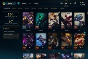 Conta bronze 1 com TODOS os champs e 250 Skins + 4 Miticas - League of Legends LOL