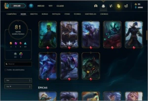 Conta prata 1 com 81 skins e 140 champs - League of Legends LOL