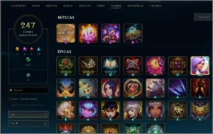 Conta LEGUE OF LEGENDS 120 Skins, 100 Emotes, 247 Ícones - League of Legends LOL