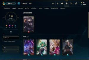 Conta Unranked com 55 Champs e 14 Skins + 2 Fragmentos - League of Legends LOL