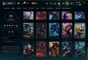 Unranked com 70 Champs e 38 Skins ( MID / ADC ) - League of Legends LOL