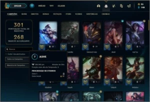 Conta unranked com 85 champs e 171 skins (2 Prestigios) - League of Legends LOL