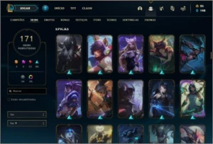Conta unranked com 85 champs e 171 skins (2 Prestigios) - League of Legends LOL