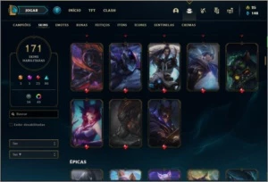 Conta unranked com 85 champs e 171 skins (2 Prestigios) - League of Legends LOL