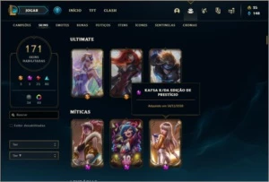 Conta unranked com 85 champs e 171 skins (2 Prestigios) - League of Legends LOL