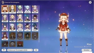 CONTA COM KLEE C1 + JEAN+ 2 ARMAS 5* AR41 - Genshin Impact