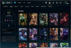 Conta platina 3 com 100 champs e 32 skins - League of Legends LOL