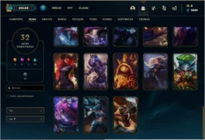 Conta platina 3 com 100 champs e 32 skins - League of Legends LOL