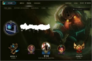 Conta LoL - 64 champs/27 skins - Ouro3 (SoloQ)/Ouro2 (Flex) - League of Legends
