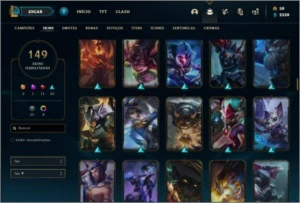 Conta bronze 1 com TODOS os champs e 149 skins - League of Legends LOL