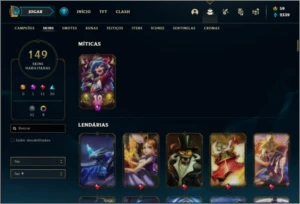 Conta bronze 1 com TODOS os champs e 149 skins - League of Legends LOL
