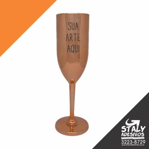 Taça Champanhe Metalizada Rosê - Artesanato e Personalizados