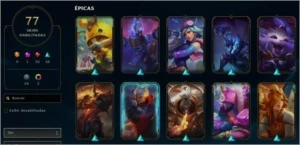 Conta Platina 4 (Platina 1 em 2021)/ 117 Campeões/ 77 Skins - League of Legends LOL