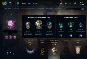 CONTA MAIN RIVEN COM BASTANTE SKINS - League of Legends LOL