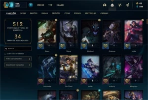 CONTA MAIN RIVEN COM BASTANTE SKINS - League of Legends LOL