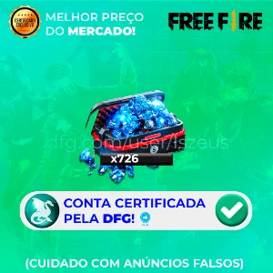 610 + 116 Diamantes Bônus 10% - Free Fire