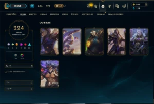 Ouro 4 com TODOS os Champs e 224 Skins +6 Prestigios - League of Legends LOL
