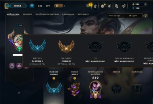Ouro 4 com TODOS os Champs e 224 Skins +6 Prestigios - League of Legends LOL