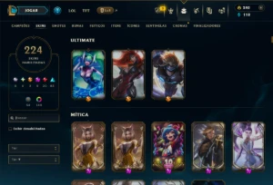 Ouro 4 com TODOS os Champs e 224 Skins +6 Prestigios - League of Legends LOL