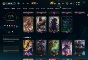 Ouro 4 com TODOS os Champs e 224 Skins +6 Prestigios - League of Legends LOL