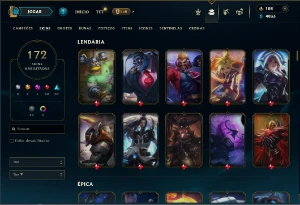 Esmeralda 4 com TODOS os champs e 172 Skins ( ADC / JG ) - League of Legends LOL