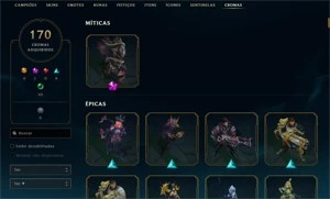 Conta LOL Diamante 1 500+ skins - League of Legends