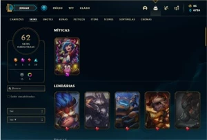 Conta Prata 3 com 62 Skins e 95 Champs - League of Legends LOL