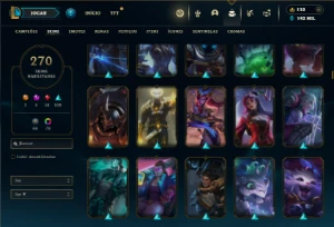 Esmeralda 4 com TODOS os champs e 270 Skins (SUP / JG / TOP) - League of Legends LOL