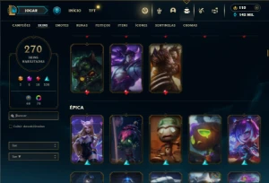 Esmeralda 4 com TODOS os champs e 270 Skins (SUP / JG / TOP) - League of Legends LOL