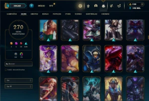 Esmeralda 4 com TODOS os champs e 270 Skins (SUP / JG / TOP) - League of Legends LOL