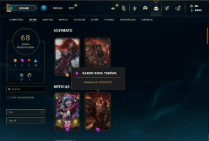 Conta Unranked com 80 Champs e 68 Skins - League of Legends LOL