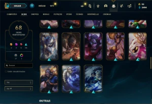 Conta Unranked com 80 Champs e 68 Skins - League of Legends LOL