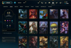 Conta Unranked com 80 Champs e 68 Skins - League of Legends LOL