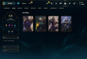 Conta Unranked com 80 Champs e 68 Skins - League of Legends LOL