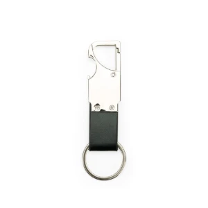 Chaveiro de Metal e Couro Sintético com Abridor - Artesanato e Personalizados