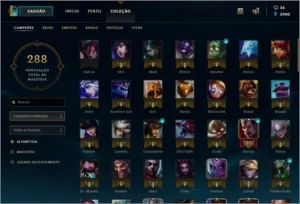 Conta League of Legends plat 5 todo os Champs e 56 Skins LOL